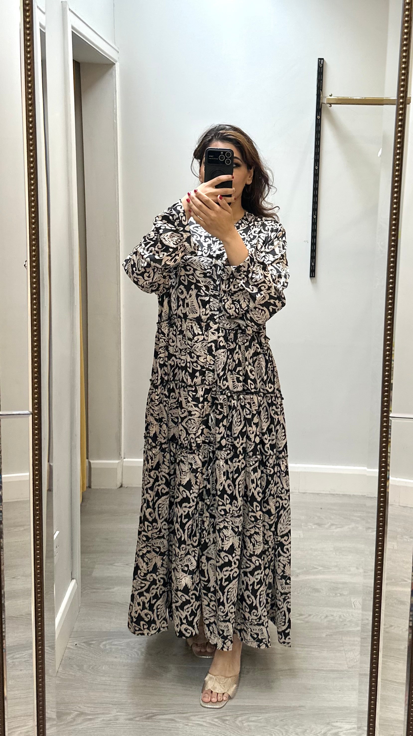 Black and white tiered dress hot sale